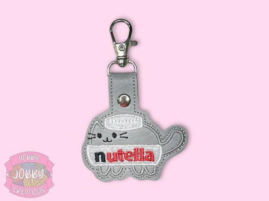 Hazelnut Kitty Embroidered Keychain