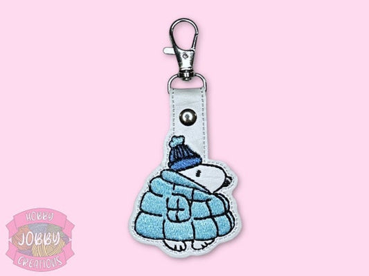 Puffy Coat Beagle Embroidered Keychain