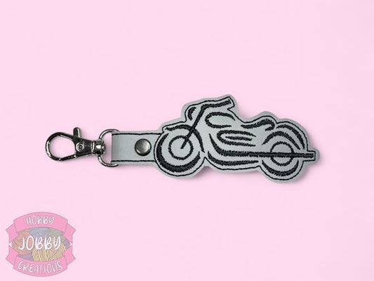 Motorcycle Embroidered Keychain (Select for color options.)