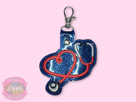 Stethoscope Heart Embroidered Keychain