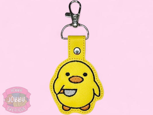 Stabby Ducky Embroidered Keychain