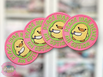 Peace Never An Option Embroidered Iron-On Patch