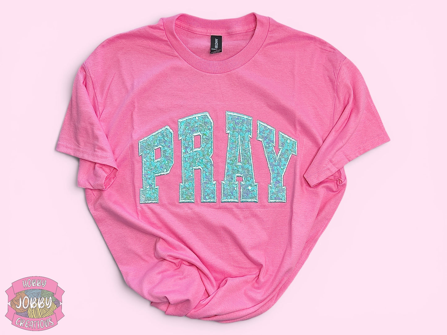 PRAY Sequin Applique Embroidered T-Shirt