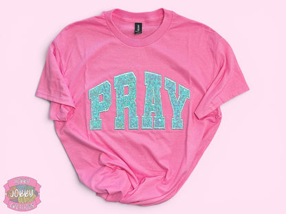 PRAY Sequin Applique Embroidered T-Shirt