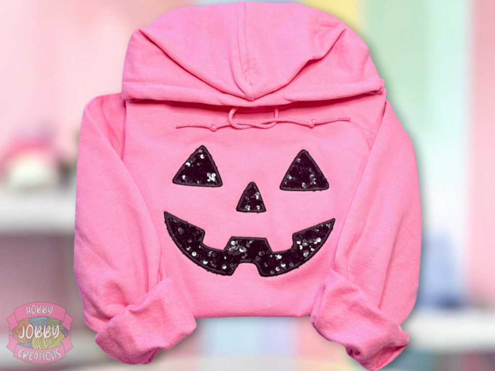 Sequin Jack O Lantern Embroidered Hoodie