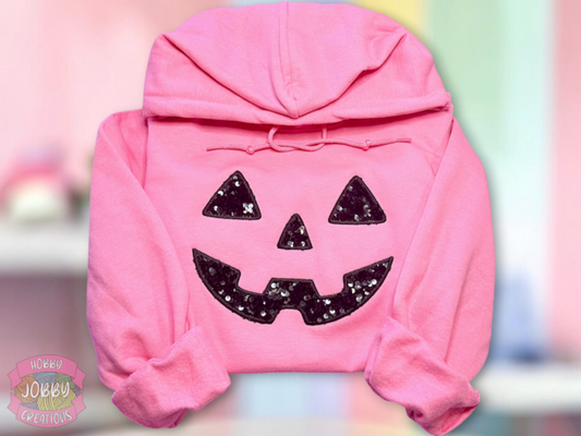 Sequin Jack O Lantern Embroidered Hoodie