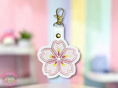 Sakura Flower Embroidered Keychain