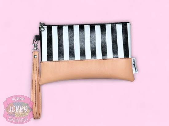 Wristlet Bag (Stripes with Coral)