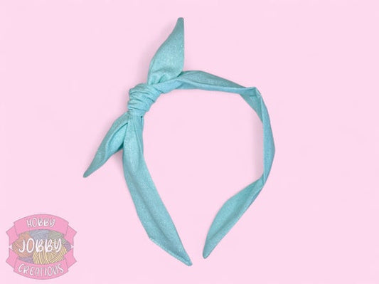 Bowed Headband (Glitter Teal)