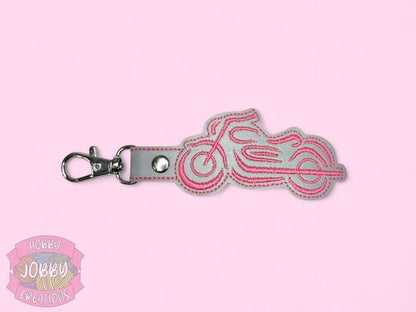 Motorcycle Embroidered Keychain (Select for color options.)