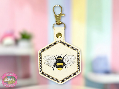 Bee Embroidered Keychain