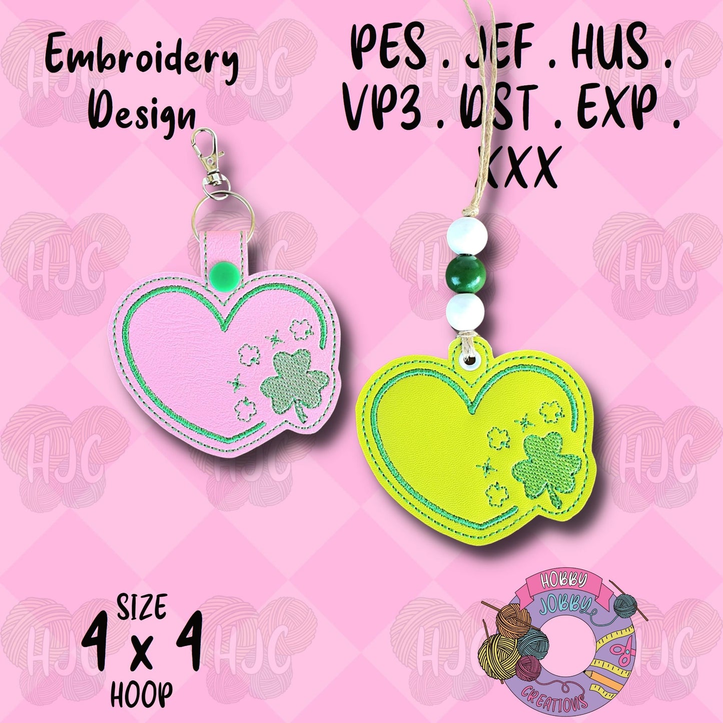 Clover Heart Snap Tab / Eyelet Digital Embroidery Design