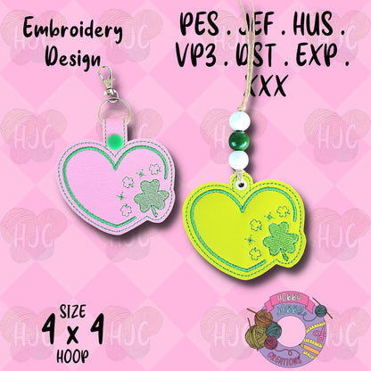 Clover Heart Snap Tab / Eyelet Digital Embroidery Design