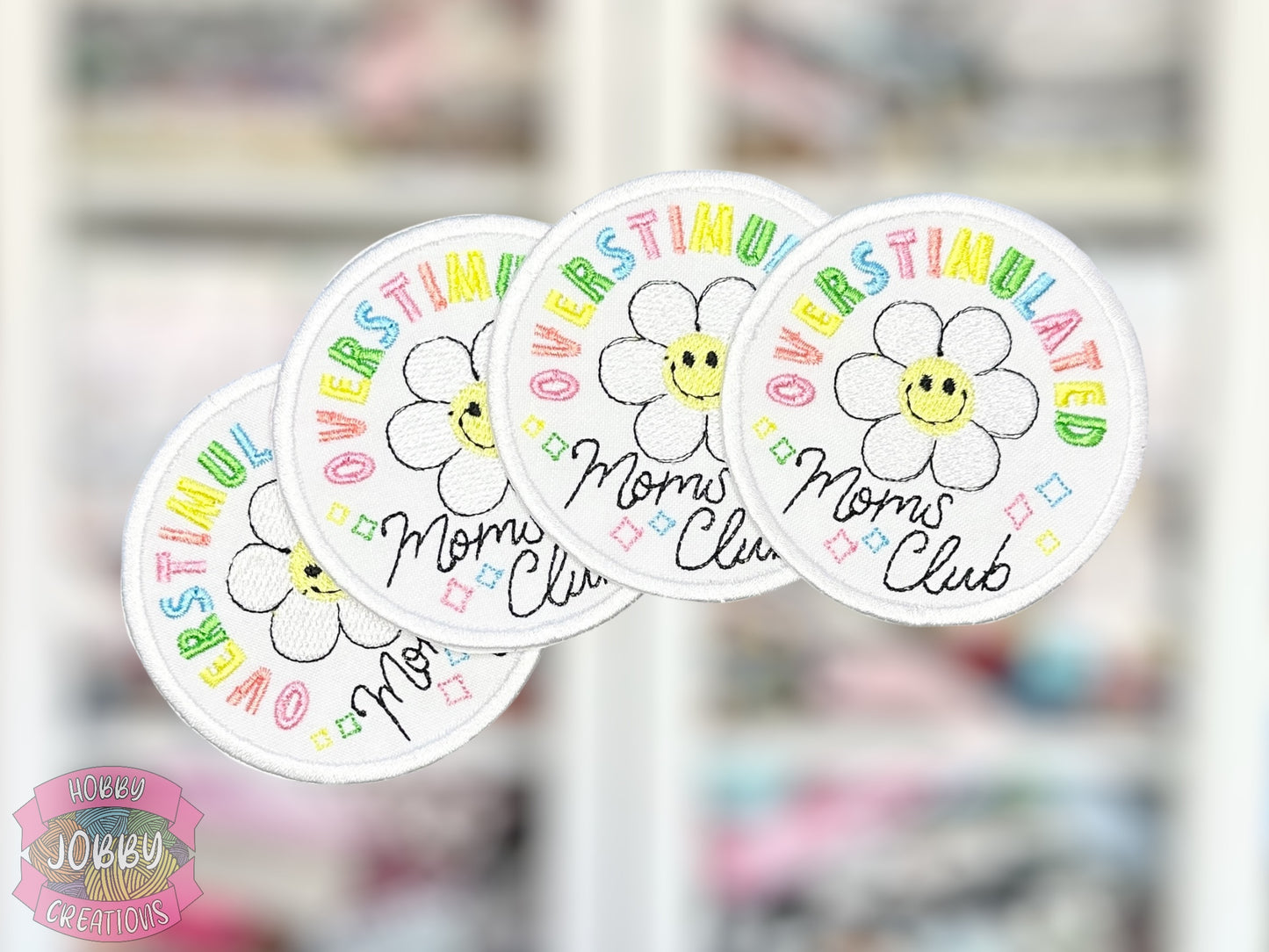 Overstimulated Moms Club Embroidered Iron-On Patch