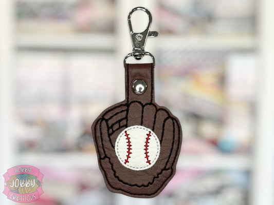 Baseball Mitt Embroidered Keychain