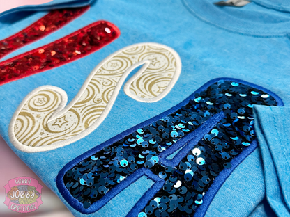 USA Sequin Applique Embroidered T-Shirt