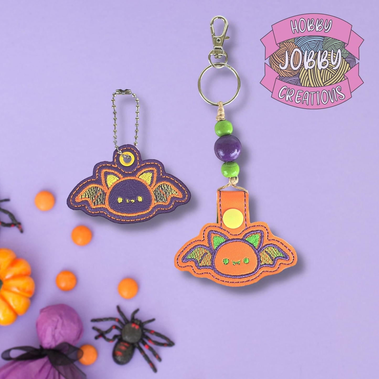 Happy Bat Snap Tab / Eyelet Digital Embroidery Design