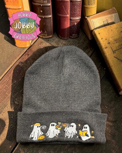 Bookish Ghosties Embroidered Beanie