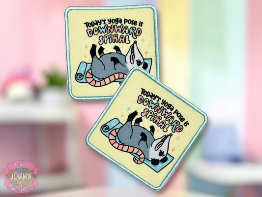 Downward Spiral Opossum Graphic Patch