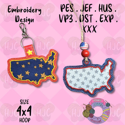 USA Applique Snap Tab / Eyelet Digital Embroidery Design