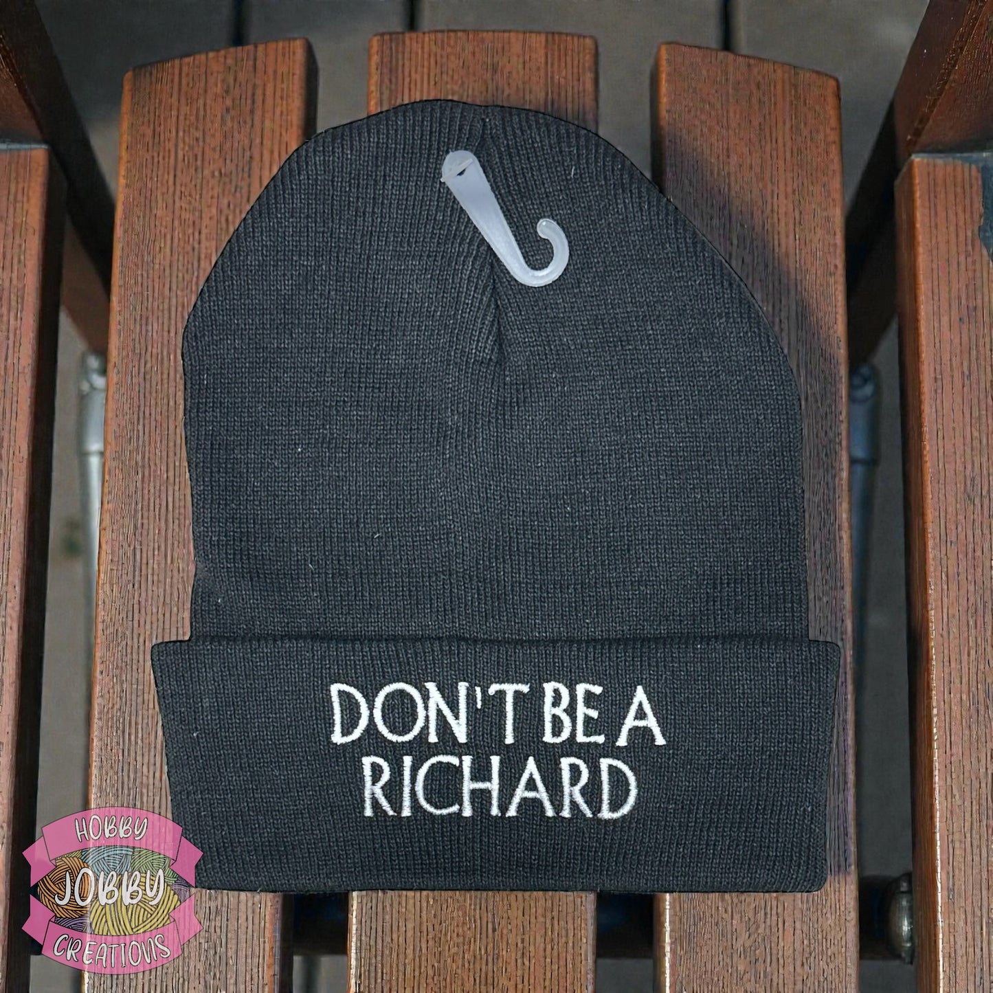 Beanie (Don't Be A Richard, Black w/ White)