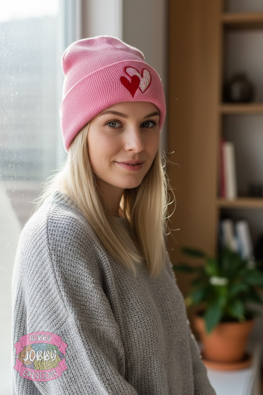Sequin Heart Beanie