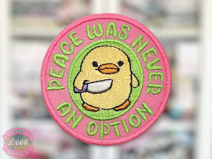 Peace Never An Option Embroidered Iron-On Patch