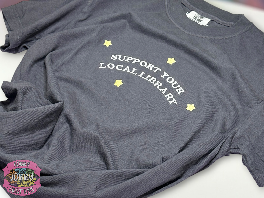 Support Libraries Embroidered T-Shirt
