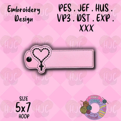 Rosary Book / Wallet / Bag Strap Horizontal Snap Tab Digital Embroidery Design