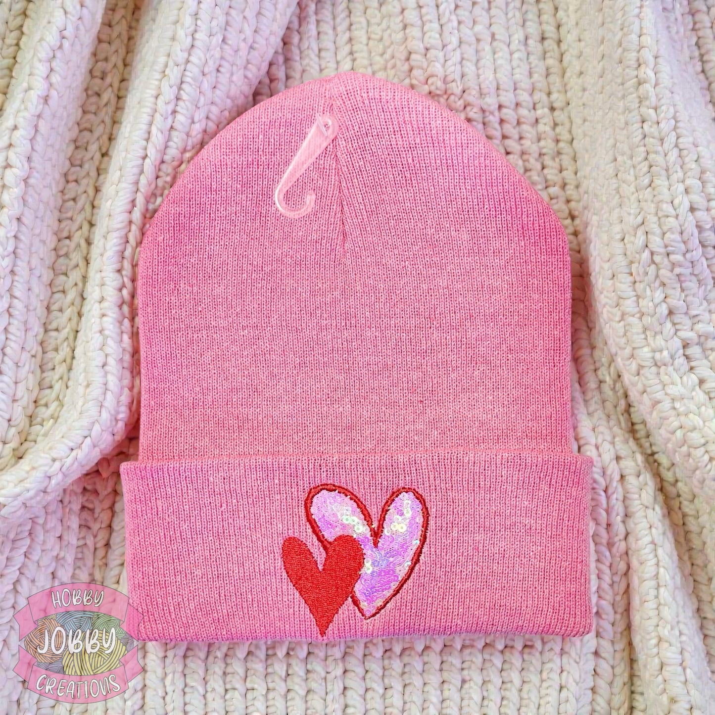 Sequin Heart Beanie