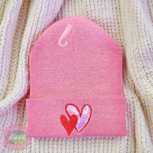 Sequin Heart Beanie