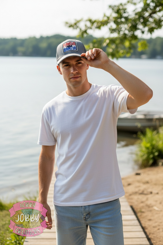 Floatin and Boatin Patch Cap (Gray w/ Red & Blue)