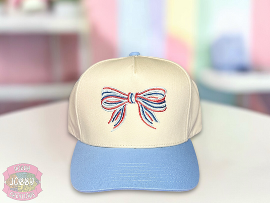 Custom Stripe Bow Embroidered Hat