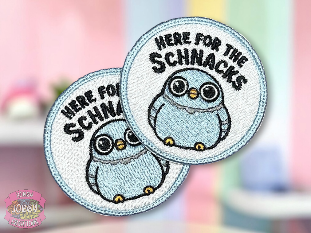 Here For Schnacks Embroidered Iron-On Patch