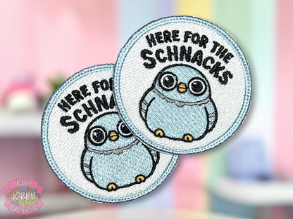 Here For Schnacks Embroidered Iron-On Patch