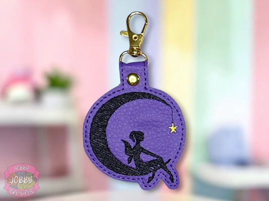 Moon Fairy Embroidered Keychain