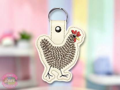 Chicken Embroidered Keychain