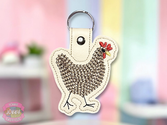 Chicken Embroidered Keychain