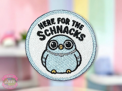 Here For Schnacks Embroidered Iron-On Patch