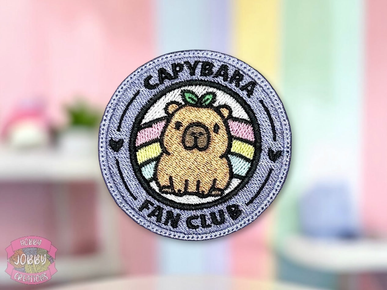 Capybara Fan Club Bomb Embroidered Iron-On Patch