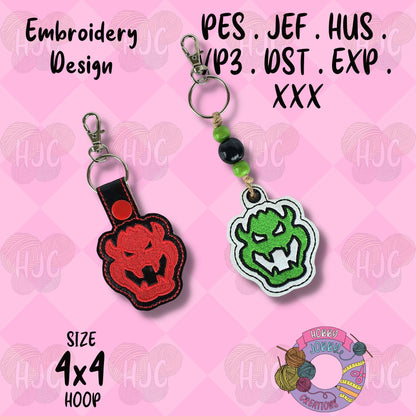 Evil Turtle Snap Tab / Eyelet Digital Embroidery Design