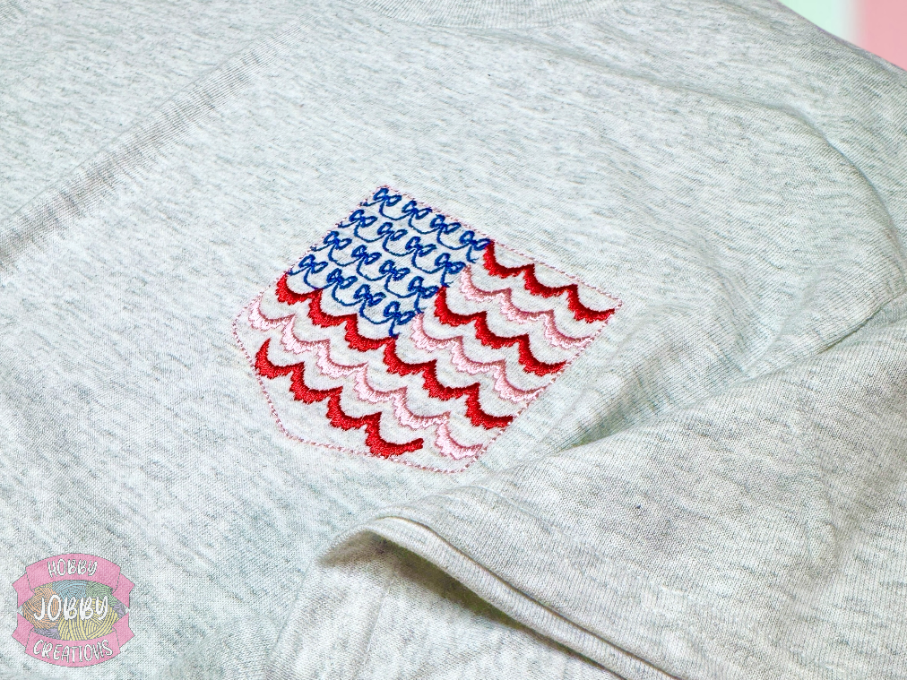 Bow Flag Pocket Embroidered T-Shirt