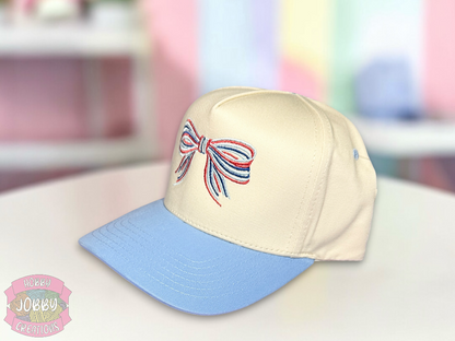 Custom Stripe Bow Embroidered Hat