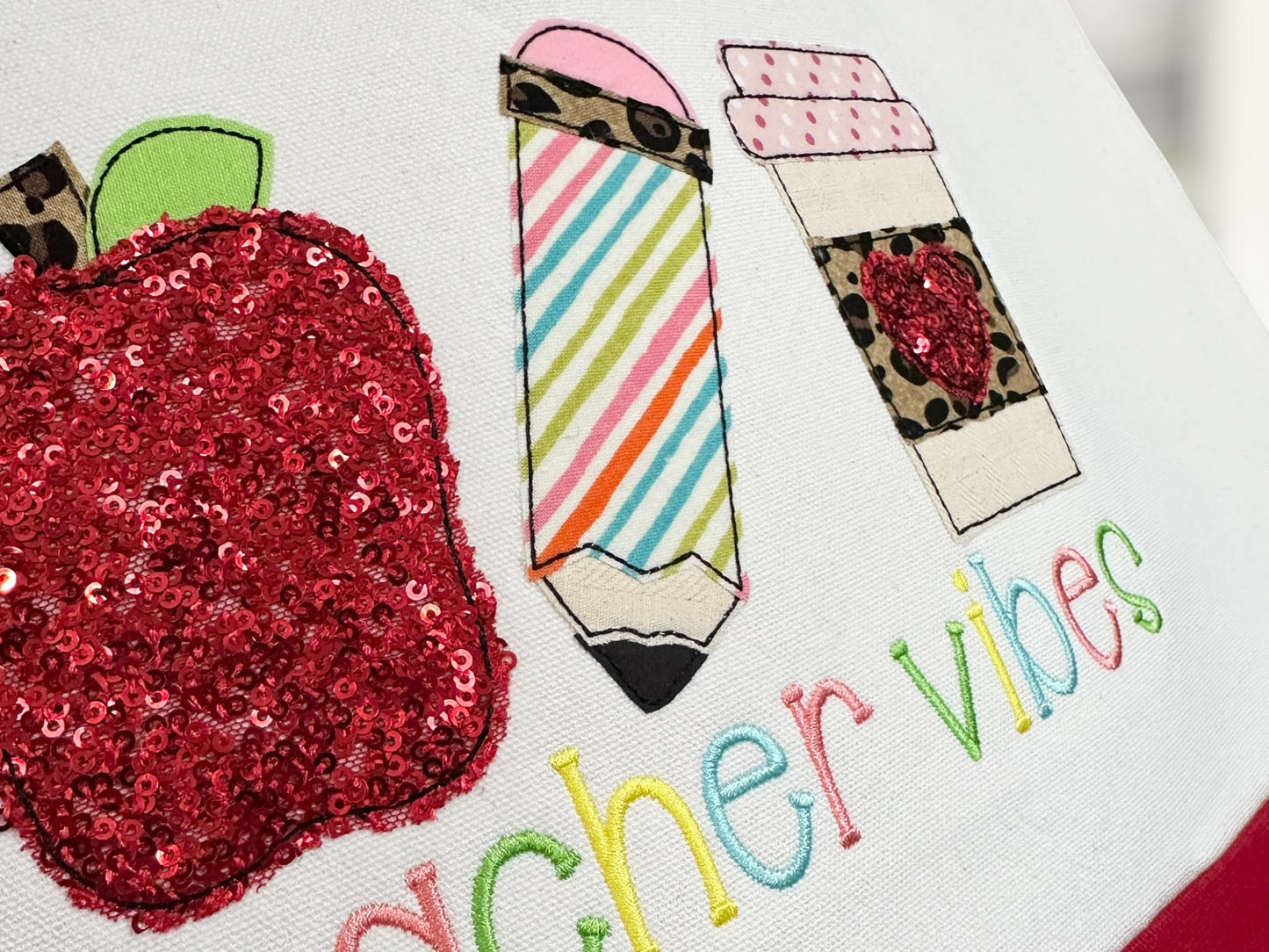 Teacher Vibes Embroidered Canvas Tote Bag
