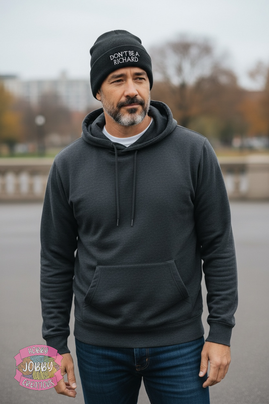 Beanie (Don't Be A Richard, Black w/ White)