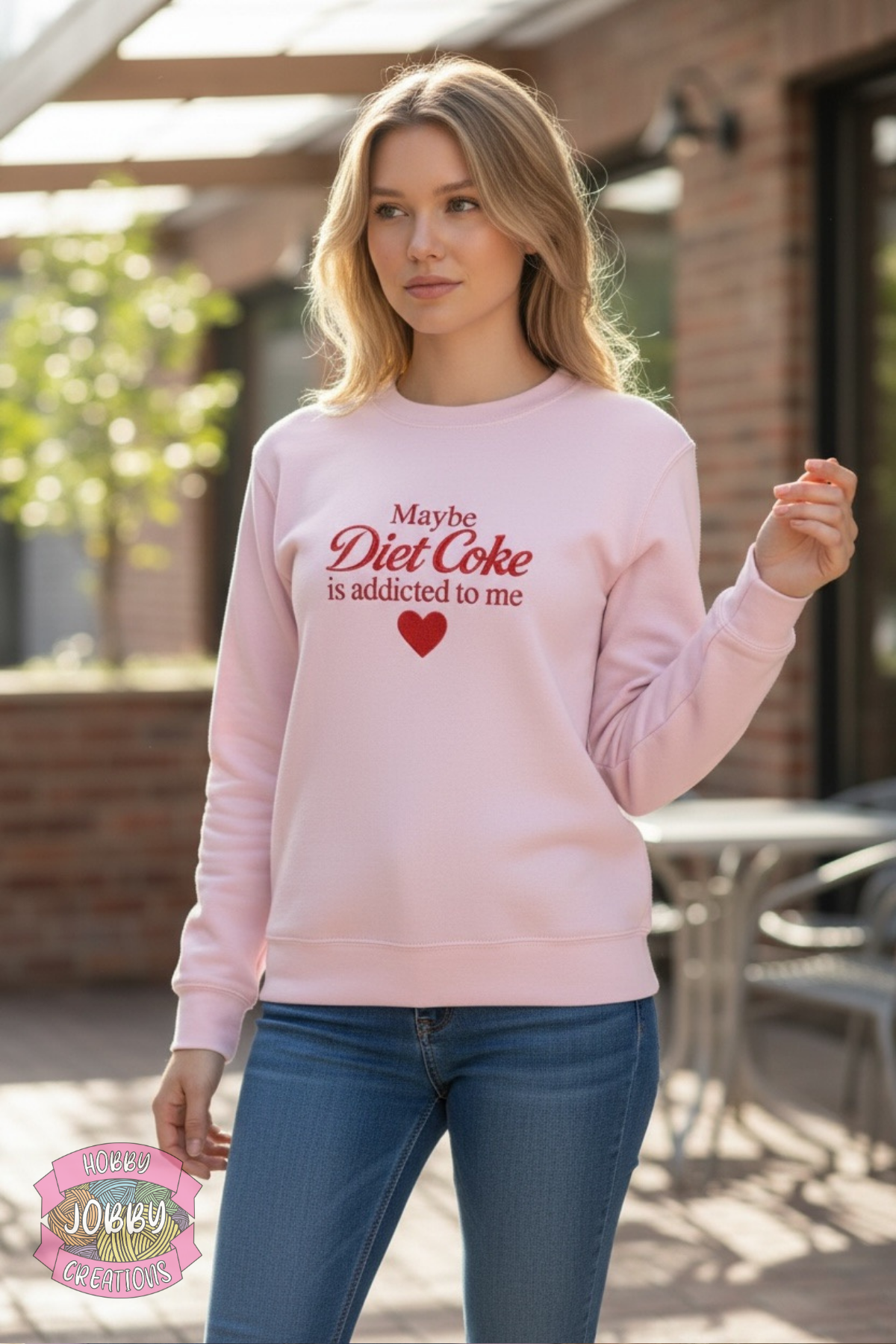 "Maybe the Diet Coke is Addicted to Me" Embroidered Sweatshirt