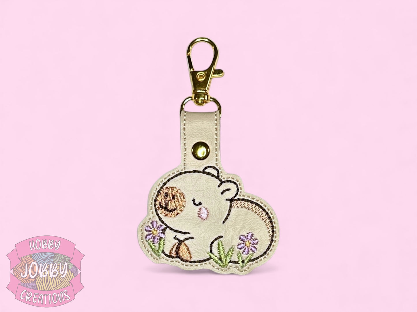 Capybara Embroidered Keychain