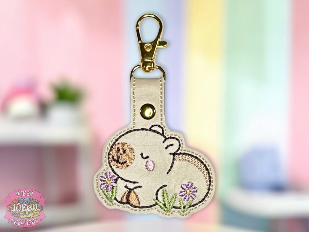 Capybara Embroidered Keychain