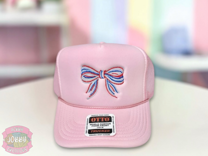 Patriotic Bow Embroidered Hat