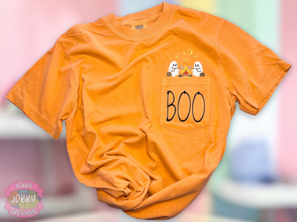 Campfire Ghosties Embroidered Pocket T-Shirt